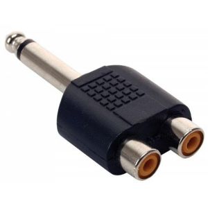 Adaptador de conector 6,3 mm a 2 jacks RCA, monoaural