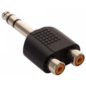 Adaptador de conector 6,3 mm a 2 jacks RCA, estéreo