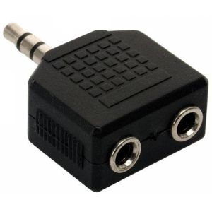 Adaptador de conector 3,5 mm a 2 jacks 3,5 mm, estéreo