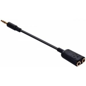 Adaptador "Y" de conector 3,5 mm a 2 jacks 3,5 mm, negro