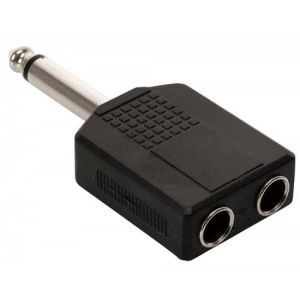 Adaptador de conector 6,3 mm a 2 jacks 6,3 mm, monoaural