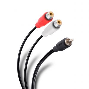 Cable RCA conector a 2 jacks, de 15 cm, ultradelgado