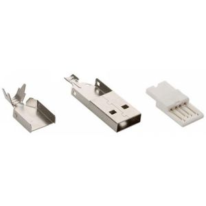 Conector USB para soldar, sin cubierta