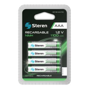 Paquete de 4 baterías recargables de alta capacidad "AAA" NiMH 1100 mAh