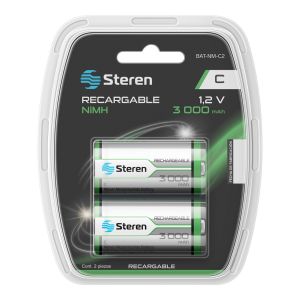 Paquete de 2 baterías recargables "C" NiMH 3000 mAh