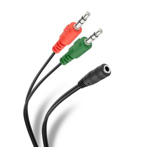 Cable auxiliar 2 conector 3,5 mm a jack 3,5 mm TRRS de 17 cm