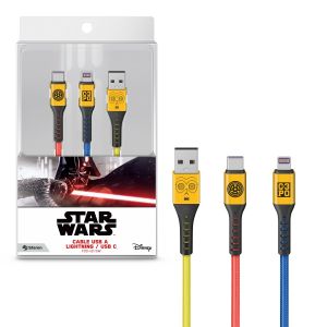 Cable 2 en 1, USB a Lightning / USB C Star Wars© de 1 m